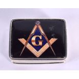 A SILVER MASONIC PILL BOX. 20 grams. 2.5 cm x 3.25 cm.