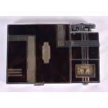 A RARE ART DECO RONSON COMBINATION CLOCK LIGHTER CIGARETTE CASE. 11 cm x 7.5 cm.