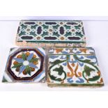 A collection of Middle Eastern glazed tiles 28 x 14 cm.(3).