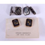 A PAIR OF JAPANESE TAISHO PERIOD MIXED METAL CUFFLINKS together with another pair. 15 grams. Largest