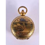A RARE EARLY 20TH CENTURY JAPANESE MEIJI PERIOD MIXED METAL SOVEREIGN CASE decorated all over with l