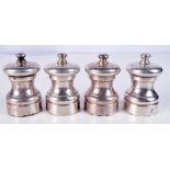 FOUR 1990S ENGLISH SILVER CONDIMENTS. 388 grams overall. London 1998. 7.5 cm x 4.5 cm. (4)