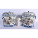 A RARE LARGE PAIR OF EARLY 20TH CENTURY CHINESE FAMILLE ROSE PORCELAIN BOXES COVERS Late Qing/Republ