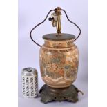 A 19TH CENTURY JAPANESE MEIJI PERIOD SATSUMA COUNTRY HOUSE LAMP. 48 cm high.