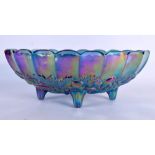 A VINTAGE CARNIVAL GLASS RIBBED BOWL. 30 cm x 22 cm.