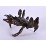 A JAPANESE BRONZE CRAB. 6 cm x 6 cm.