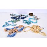 A Lapis lazuli necklace together with a Turquoise stone necklace and others (9).