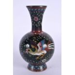 AN EARLY 20TH CENTURY JAPANESE MEIJI PERIOD CLOISONNE ENAMEL VASE decorated with birds and foliage.