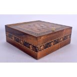 A VICTORIAN TUNBRIDGE WARE BOX AND COVER decorated with foliage. 14.5 cm square.