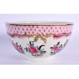 18th c. Worcester bowl painted in Chinese export style with a rare Worcester pattern paper label for