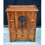 A small wooden Korean three drawer chest 80 x 60 x 30 cm