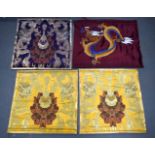 A SET OF FOUR CHINESE REPUBLICAN PERIOD SILK EMBROIDERED PANELS. 68 cm x 74 cm. (4)