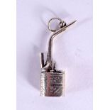 A NOVELTY CHINESE EXPORT SILVER OPIUM PIPE CHARM. 3 cm x 1 cm