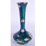 AN EARLY 20TH CENTURY SILVER AND CLOISONNE ENAMEL VASE decorated with foliage. 118 grams. 13.5 cm hi