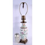 A CHINESE REPUBLICAN PERIOD FAMILLE ROSE LAMP painted with flowers. 48 cm high.