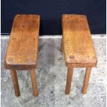 A pair of Country rustic wooden stools 38 x 50 x 20 cm.