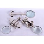 THREE CONTEMPORARY MAGNIFYING GLASSES. 22 cm long. (3)
