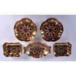 20th century Royal Crown Derby five 1128 pattern decorative trays . 13.5cm long, 9cm wide (5)
