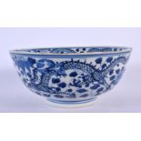 A 19TH CENTURY CHINESE BLUE AND WHITE PORCELAIN BOWL bearing Kangxi marks to base. 16.5 cm diameter.