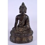 A GOOD 18TH CENTURY CHINESE TIBETAN BRONZE FIGURE OF A BUDDHA modelled upon a triangular plinth. 14