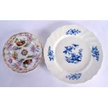 18th century Tournay or Arras moulded plate and a 19th century Meissen plate painted with two scenes