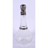 AN ANTIQUE SILVER TOPPED SCENT BOTTLE. 21 cm x 10 cm.