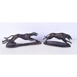 Two bronze greyhounds 23 x 7 cm (2).