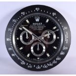 A ROLEX SHOP DISPLAY ADVERTISING WALL CLOCK. 33 cm diameter.