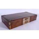 A CHINESE QING DYNASTY CARVED HARDWOOD RECTANGULAR BOX possibly Huanghuali. 34 cm x 16 cm.