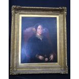 A large gilt framed 19th Century English school study of a female 92 x 72 cm.