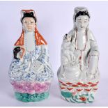 TWO CHINESE REPUBLICAN PERIOD FAMILLE ROSE FIGURES. Largest 27 cm high. (2)