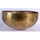 A 12TH / 13TH CENTURY CENTRAL ASIAN LARGE ENGRAVED CALLIGRAPHY BOWL hammered brass with engraved mot