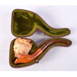 A cased Meersham pipe 5 x 13 cm