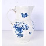 A Worcester Caughley blue and white cabbage leaf jug 24cm.