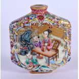 A CHINESE REPUBLICAN PERIOD FAMILLE ROSE SNUFF BOTTLE painted with figures. 7 cm x 6 cm.