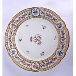 18th century Clignancourt plate with central initials in gold or floral chains, the reverse with ‘M’