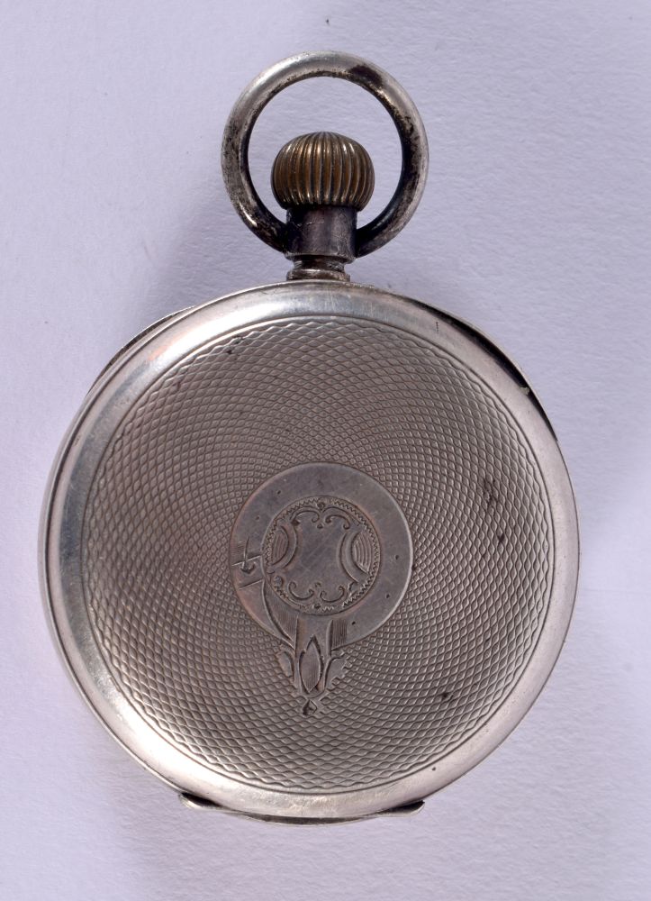 A CONTINENTAL SILVER POCKET WATCH. 91 grams. 5 cm diameter. - Image 2 of 3