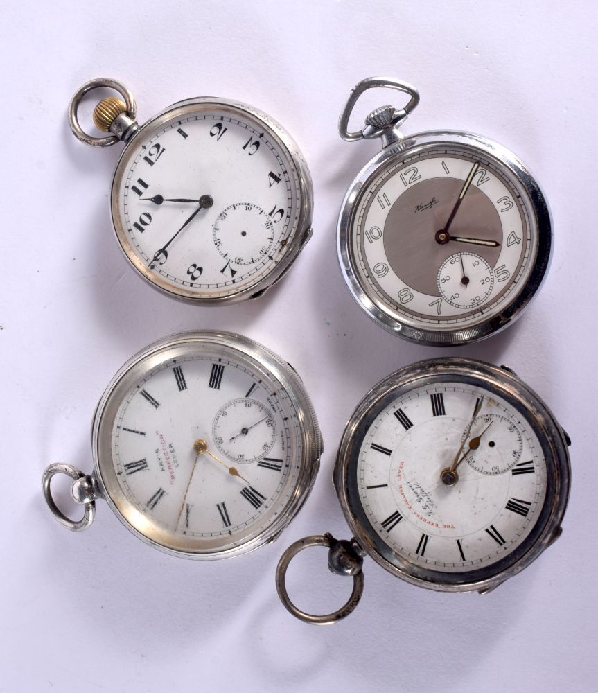 THREE SILVER POCKET WATCHES and another. Silver 316 grams. Largest 5 cm wide. (4) - Image 2 of 3