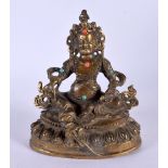 A CHINESE TIBETAN JEWELLED BRONZE BUDDHA 20th Century. 15 cm x 10 cm.