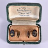 A CHARMING PAIR OF EARLY 20TH CENTURY JAPANESE TAISHO PERIOD MIXED METAL CUFFLINKS within original b