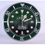 A ROLEX SHOP DISPLAY ADVERTISING WALL CLOCK. 33 cm diameter.