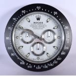 A ROLEX SHOP DISPLAY ADVERTISING WALL CLOCK. 33 cm diameter.