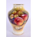 Royal Worcester vase painted with fruit by G. Moseley, signed, shape 2491, date mark 1930. 10cm hig