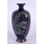 AN EARLY 20TH CENTURY JAPANESE MEIJI PERIOD CLOISONNE ENAMEL VASE decorated with dragons. 12.5 cm hi