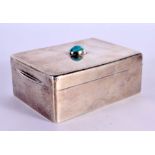 AN EDWARDIAN LIBERTY & CO SILVER AND TURQUOISE BOX. Birmingham 1910. 148 grams. 9 cm x 6.5 cm.