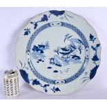 A LARGE 18TH CENTURY CHINESE BLUE AND WHITE NANKING CARGO DISH Qianlong. 39 cm wide.
