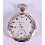 A SILVER LONGINES POCKET WATCH. 86 grams. 5 cm wide.