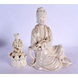 A FINE 19TH CENTURY CHINESE BLANC DE CHINE FIGURE OF AN IMMORTAL Qing, together with a smaller buddh