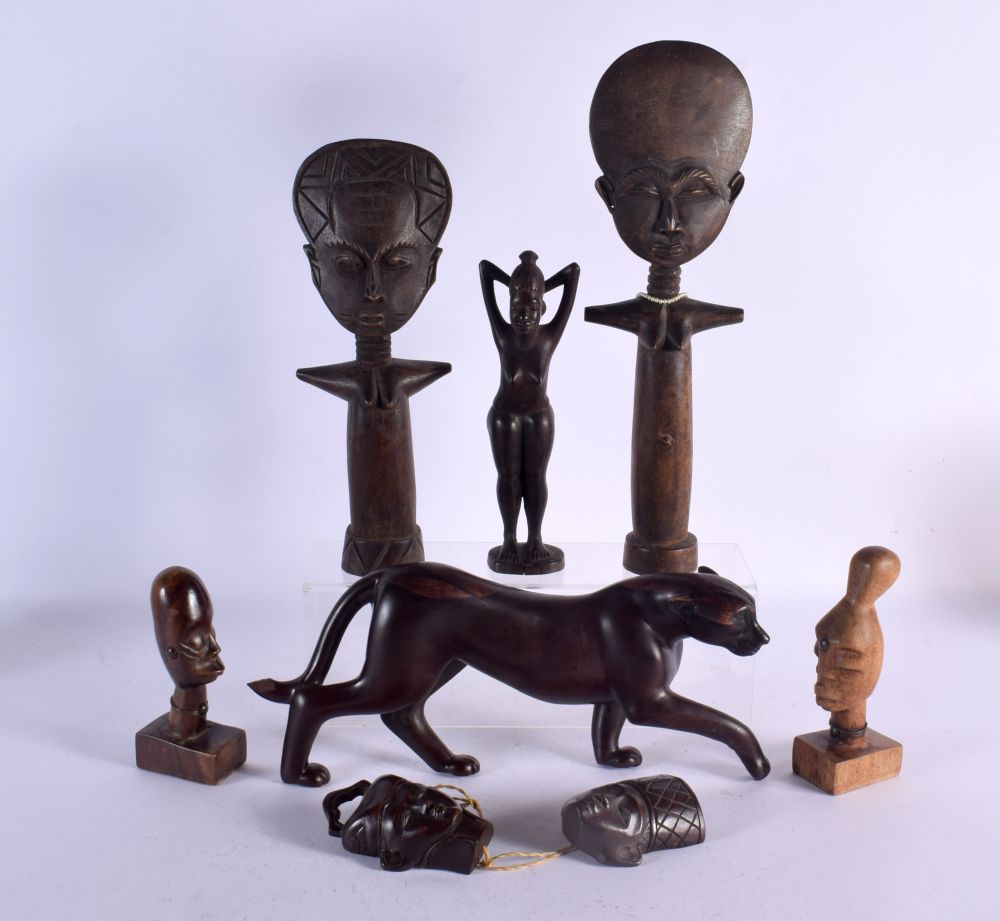 TWO CRATES OF TRIBAL HARDWOOD FIGURES. Largest 27 cm wide. (qty)