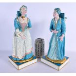 A RARE LARGE PAIR OF 19TH CENTURY EUROPEAN PORCELAIN FIGURES Minton or Sevres. 30 cm x 13 cm.